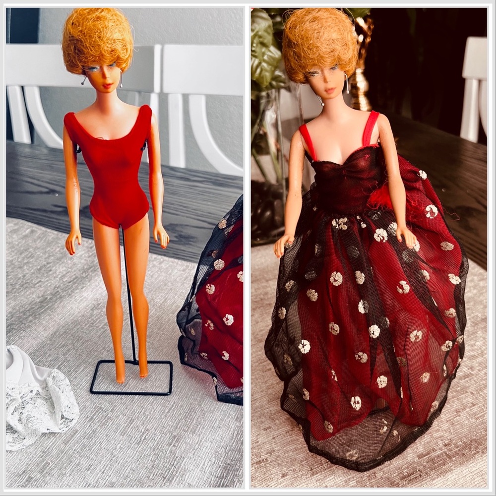 RARE FIND! Vtg 1962 Midge Barbie Doll Bubblecut Ginger w Red One-Piece